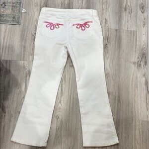 Lilly Pulitzer Vintage  White Flare Jeans with Pink Embroidery Palm beach fit 4